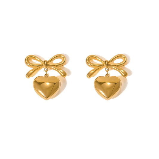 Heartfelt Bow Earrings 18k